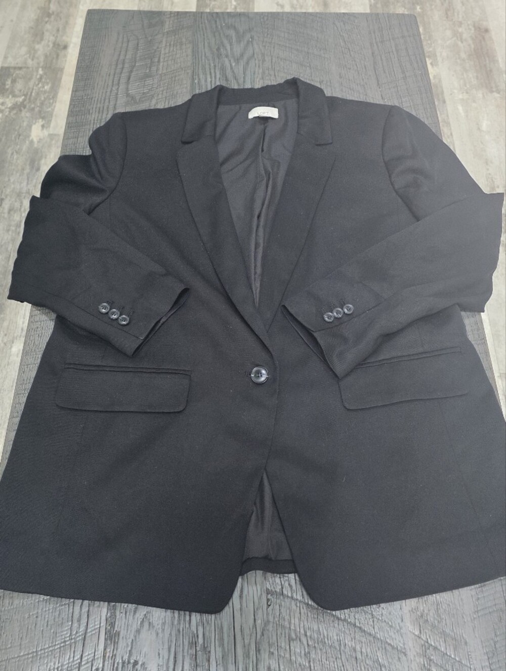LOFT Women Black Professional Single-Button Long Blazer (Sz:12) - Picture 2 of 8